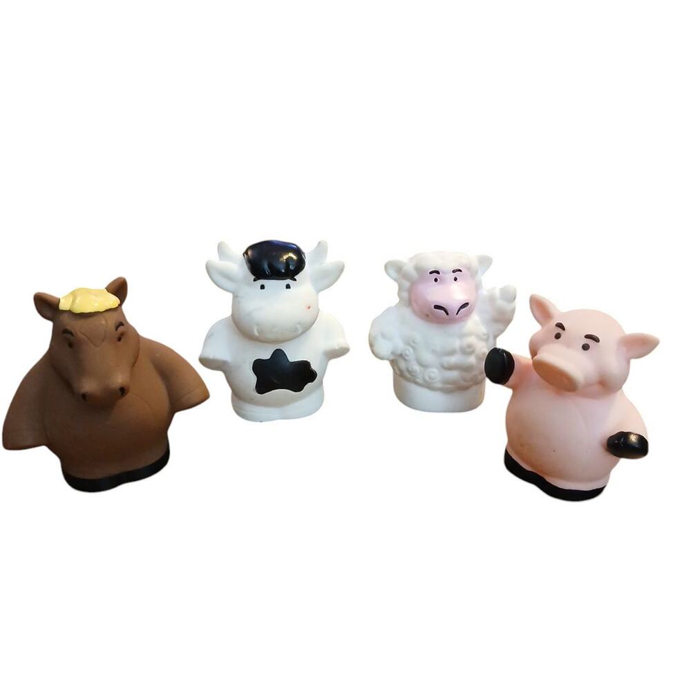 Lot of 4 Tomy Ertl John Deere Farm Animal Plastic Toy Figure Pig Cow Sheep Horse